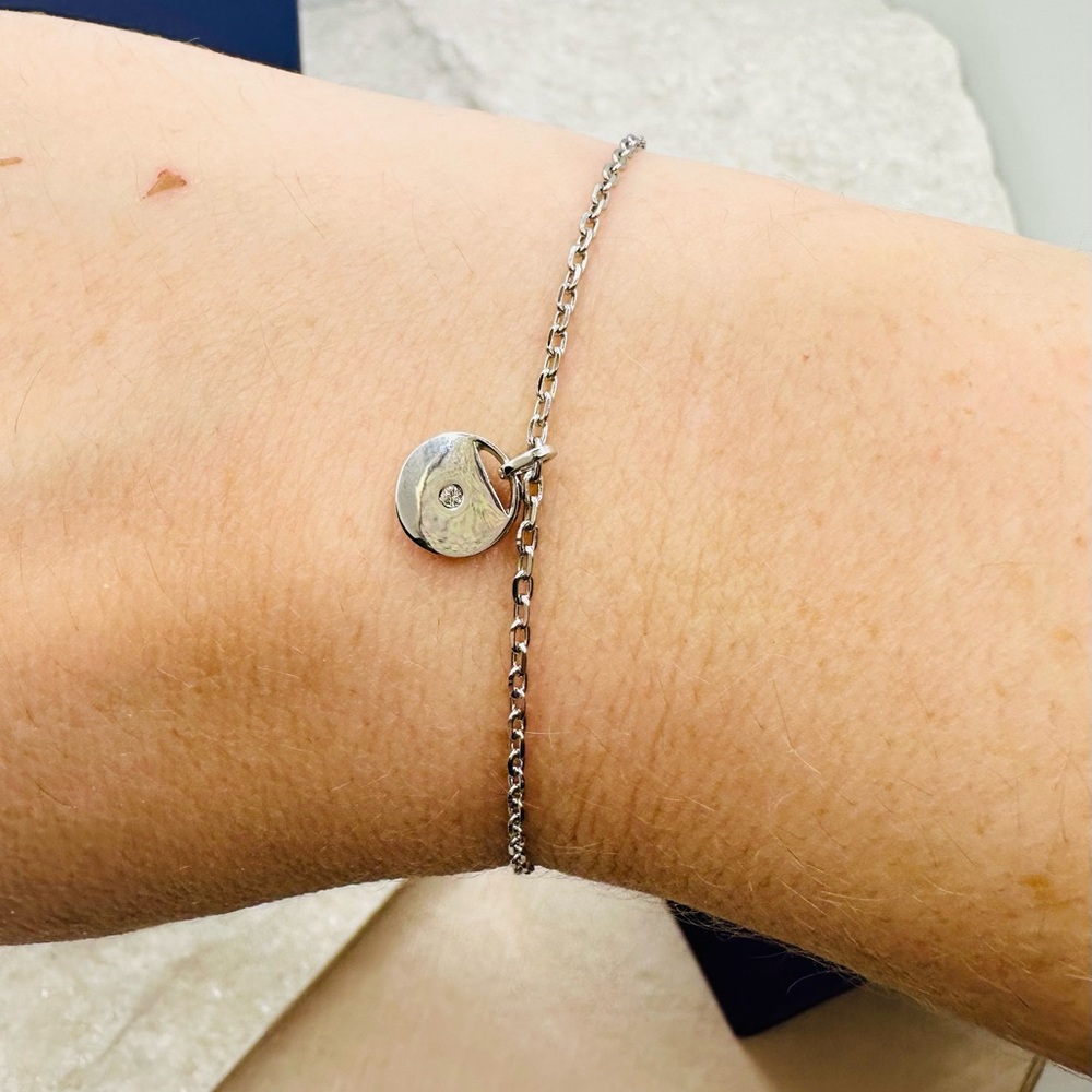 NEW! Swarovski Minimalist Rhodium-Plated Ginger Disc Chain - Picture 8 of 16